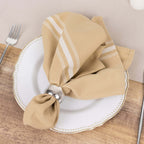 10 Pack Premium Spun Polyester 18"x22" Napkins Champagne/White Bistro Style - Highly Absorbent Cotton - Like Feel Cloth Napkins - Bell Racket Store