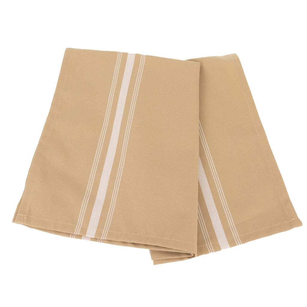 10 Pack Premium Spun Polyester 18"x22" Napkins Champagne/White Bistro Style - Highly Absorbent Cotton - Like Feel Cloth Napkins - Bell Racket Store