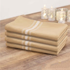 10 Pack Premium Spun Polyester 18"x22" Napkins Champagne/White Bistro Style - Highly Absorbent Cotton - Like Feel Cloth Napkins - Bell Racket Store