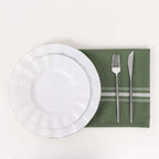 10 Pack Premium Spun Polyester 18"x22" Napkins Dusty Sage Green/White Bistro Style - Highly Absorbent Cotton - Like Feel Cloth Napkins - Bell Racket Store