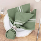 10 Pack Premium Spun Polyester 18"x22" Napkins Dusty Sage Green/White Bistro Style - Highly Absorbent Cotton - Like Feel Cloth Napkins - Bell Racket Store
