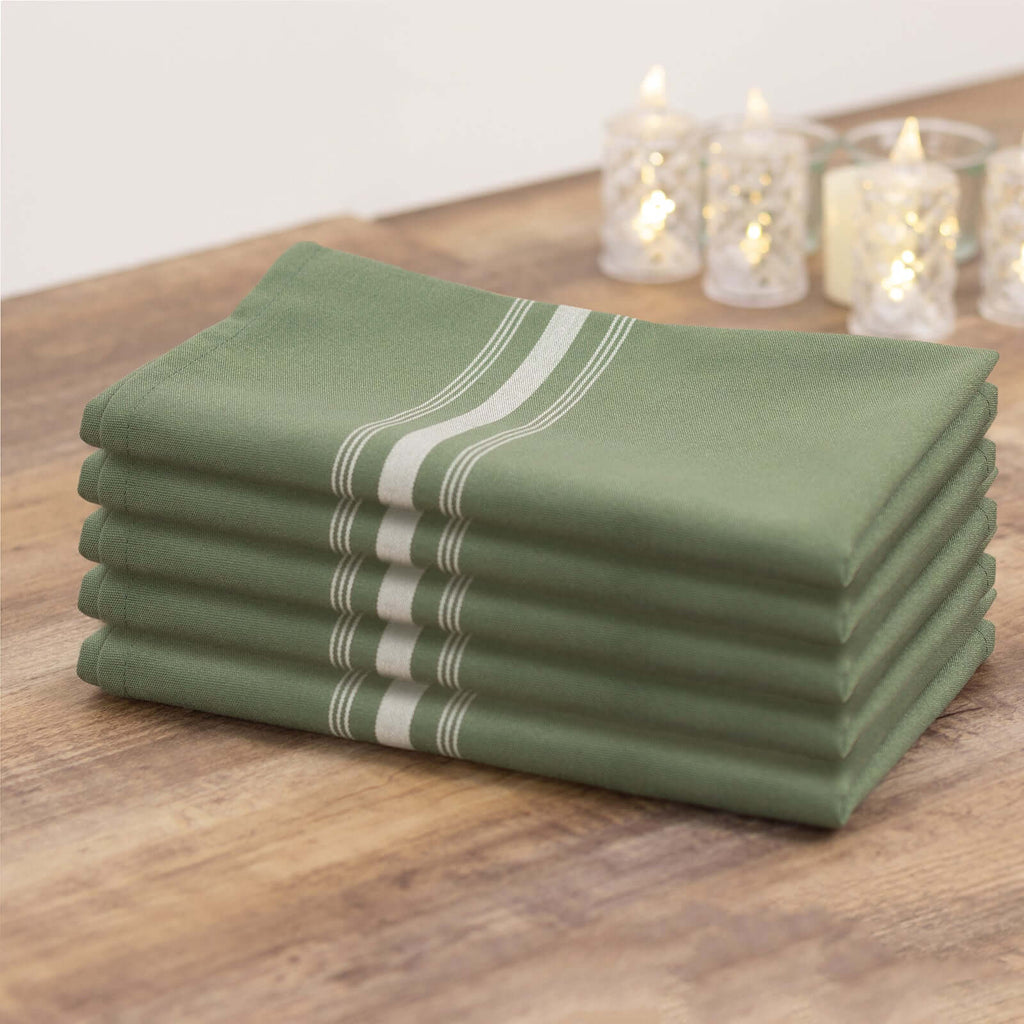 10 Pack Premium Spun Polyester 18"x22" Napkins Dusty Sage Green/White Bistro Style - Highly Absorbent Cotton - Like Feel Cloth Napkins - Bell Racket Store