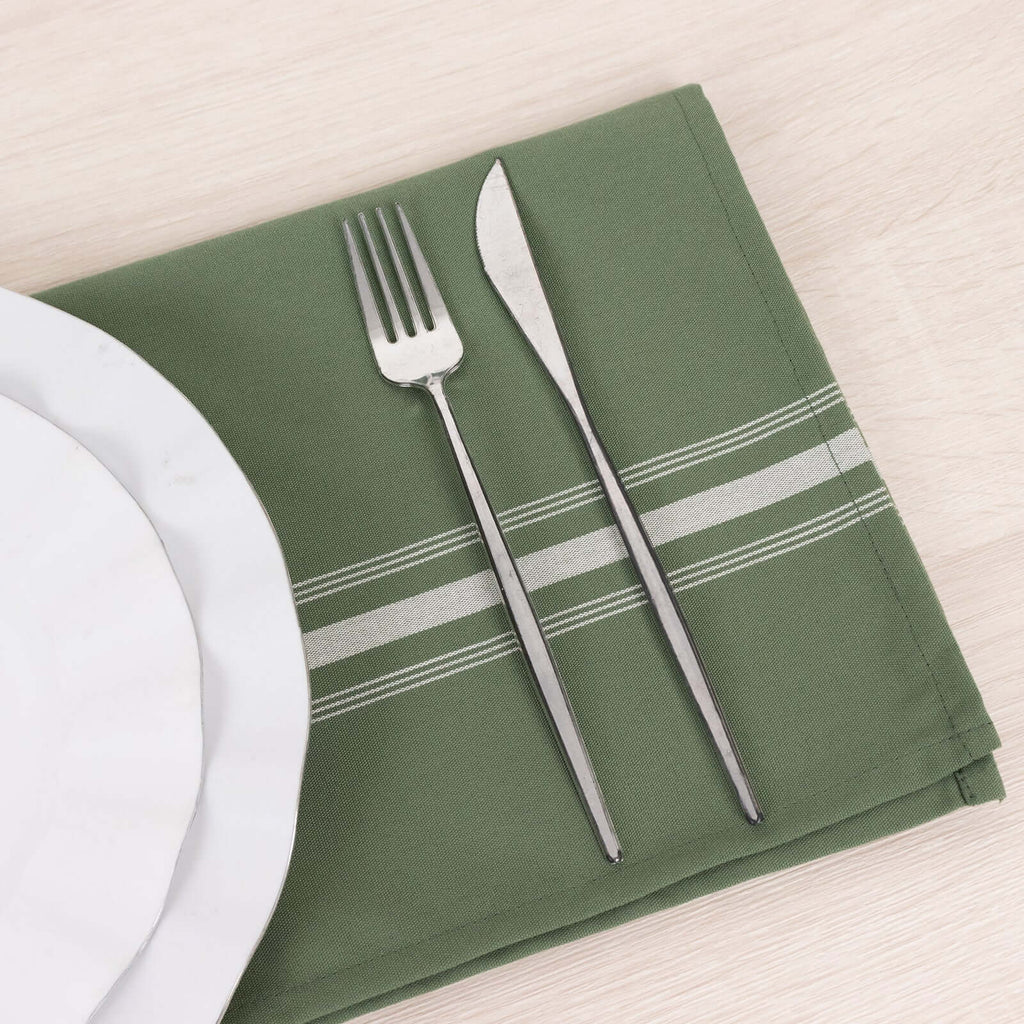 10 Pack Premium Spun Polyester 18"x22" Napkins Dusty Sage Green/White Bistro Style - Highly Absorbent Cotton - Like Feel Cloth Napkins - Bell Racket Store