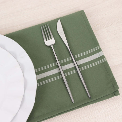 10 Pack Premium Spun Polyester 18"x22" Napkins Dusty Sage Green/White Bistro Style - Highly Absorbent Cotton - Like Feel Cloth Napkins - Bell Racket Store