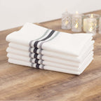 10 Pack Premium Spun Polyester 18"x22" Napkins White/Black Bistro Style - Highly Absorbent Cotton - Like Feel Cloth Napkins for Everyday Dining or Celebrations - Bell Racket Store