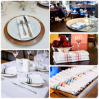 10 Pack Premium Spun Polyester 18"x22" Napkins White/Gray Bistro Style - Highly Absorbent Cotton - Like Feel Cloth Napkins - Bell Racket Store