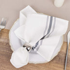 10 Pack Premium Spun Polyester 18"x22" Napkins White/Gray Bistro Style - Highly Absorbent Cotton - Like Feel Cloth Napkins - Bell Racket Store