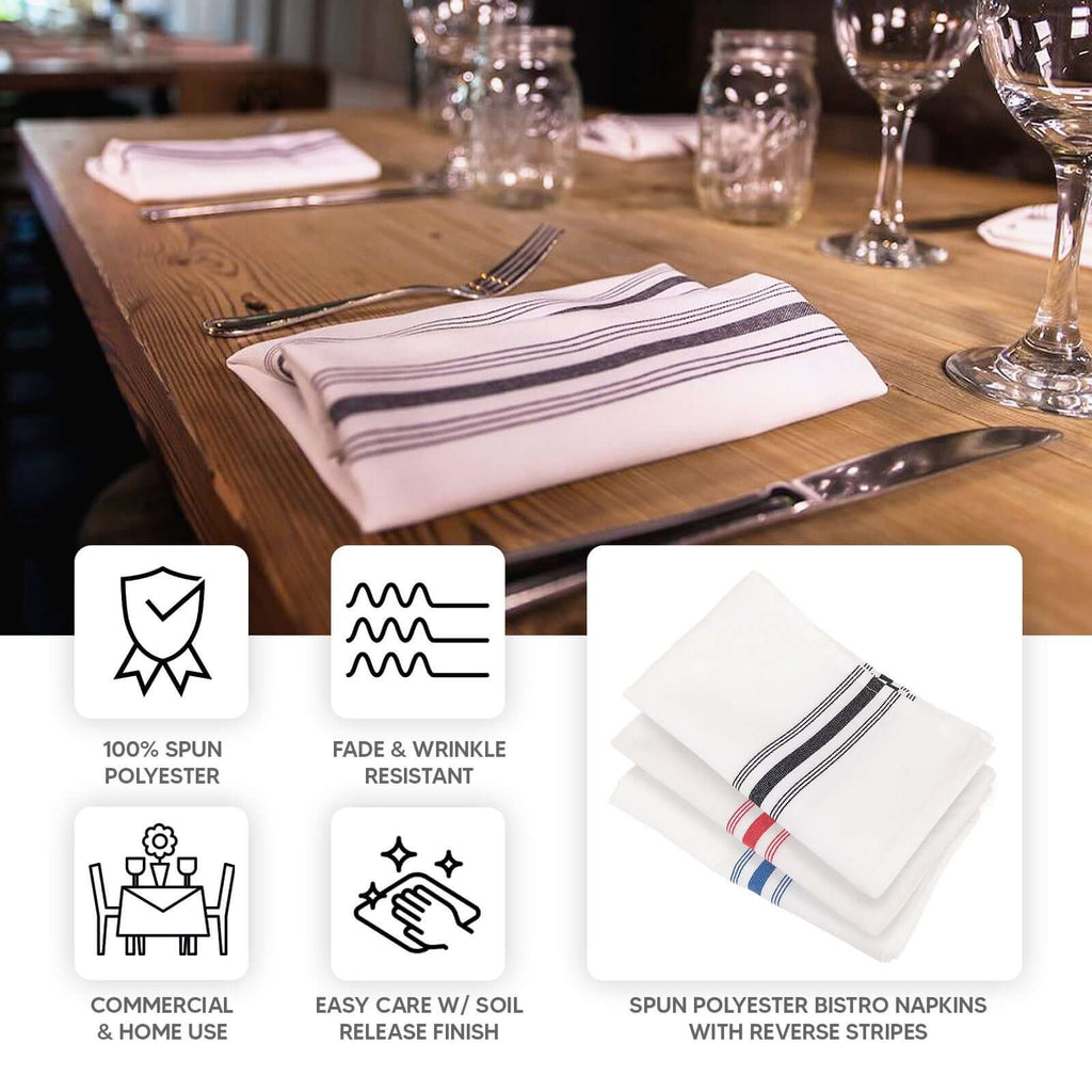 10 Pack Premium Spun Polyester 18"x22" Napkins White/Gray Bistro Style - Highly Absorbent Cotton - Like Feel Cloth Napkins - Bell Racket Store