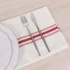 10 Pack Premium Spun Polyester 18"x22" Napkins White/Red Bistro Style - Highly Absorbent Cotton - Like Feel Cloth Napkins - Bell Racket Store