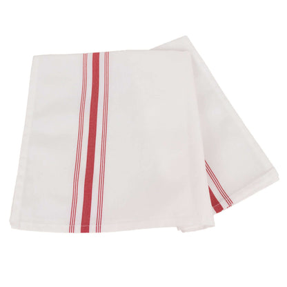 10 Pack Premium Spun Polyester 18"x22" Napkins White/Red Bistro Style - Highly Absorbent Cotton - Like Feel Cloth Napkins - Bell Racket Store