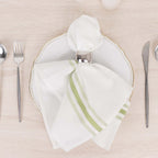 10 Pack Premium Spun Polyester 18"x22" Napkins White/Sage Green Bistro Style - Highly Absorbent Cotton - Like Feel Cloth Napkins - Bell Racket Store