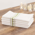 10 Pack Premium Spun Polyester 18"x22" Napkins White/Sage Green Bistro Style - Highly Absorbent Cotton - Like Feel Cloth Napkins - Bell Racket Store