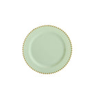 10 - Pack Sage Green Plastic Dessert Plates â€“ 8" Round with Gold Beaded Rim, Disposable for Parties & Events - Bell Racket Store