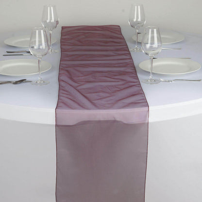 10 Pack Sheer Organza 14"x108" Table Runners Burgundy - Soft and Lightweight Table Accent - NestOCart