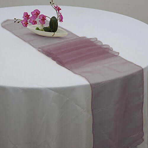 10 Pack Sheer Organza 14"x108" Table Runners Burgundy - Soft and Lightweight Table Accent - NestOCart