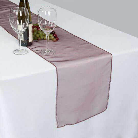10 Pack Sheer Organza 14"x108" Table Runners Burgundy - Soft and Lightweight Table Accent - NestOCart