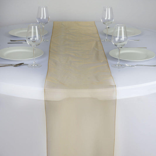 10 Pack Sheer Organza 14"x108" Table Runners Gold - Soft and Lightweight Table Accent for Weddings - NestOCart