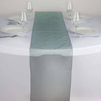 10 Pack Sheer Organza 14"x108" Table Runners Hunter Emerald Green - Soft and Lightweight Table Accent