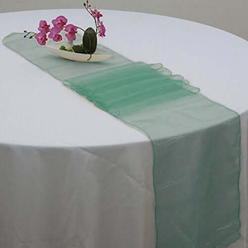 10 Pack Sheer Organza 14"x108" Table Runners Hunter Emerald Green - Soft and Lightweight Table Accent - NestOCart