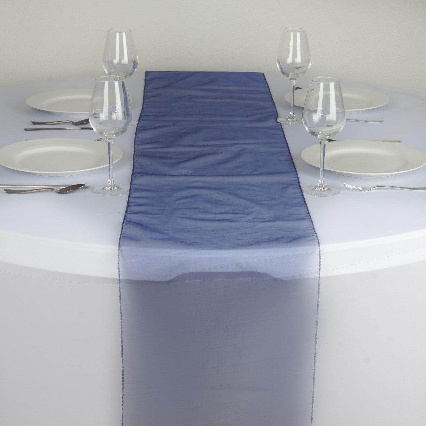 10 Pack Sheer Organza 14"x108" Table Runners Navy Blue - Soft and Lightweight Table Accent - NestOCart