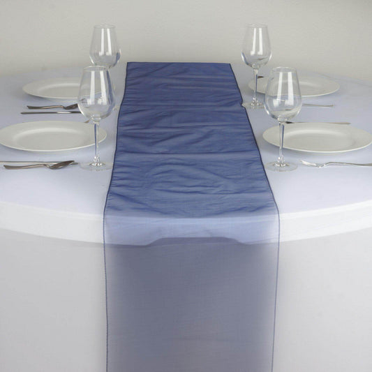 10 Pack Sheer Organza 14"x108" Table Runners Navy Blue - Soft and Lightweight Table Accent - NestOCart