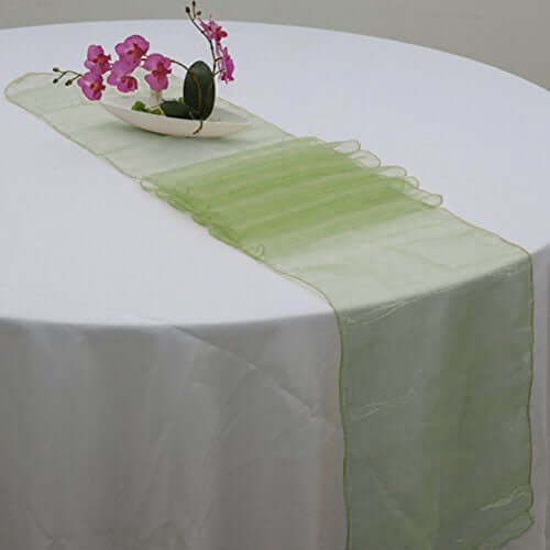 10 Pack Sheer Organza 14"x108" Table Runners Olive Green - Soft and Lightweight Table Accent - NestOCart