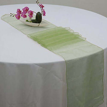 10 Pack Sheer Organza 14"x108" Table Runners Olive Green - Soft and Lightweight Table Accent - NestOCart