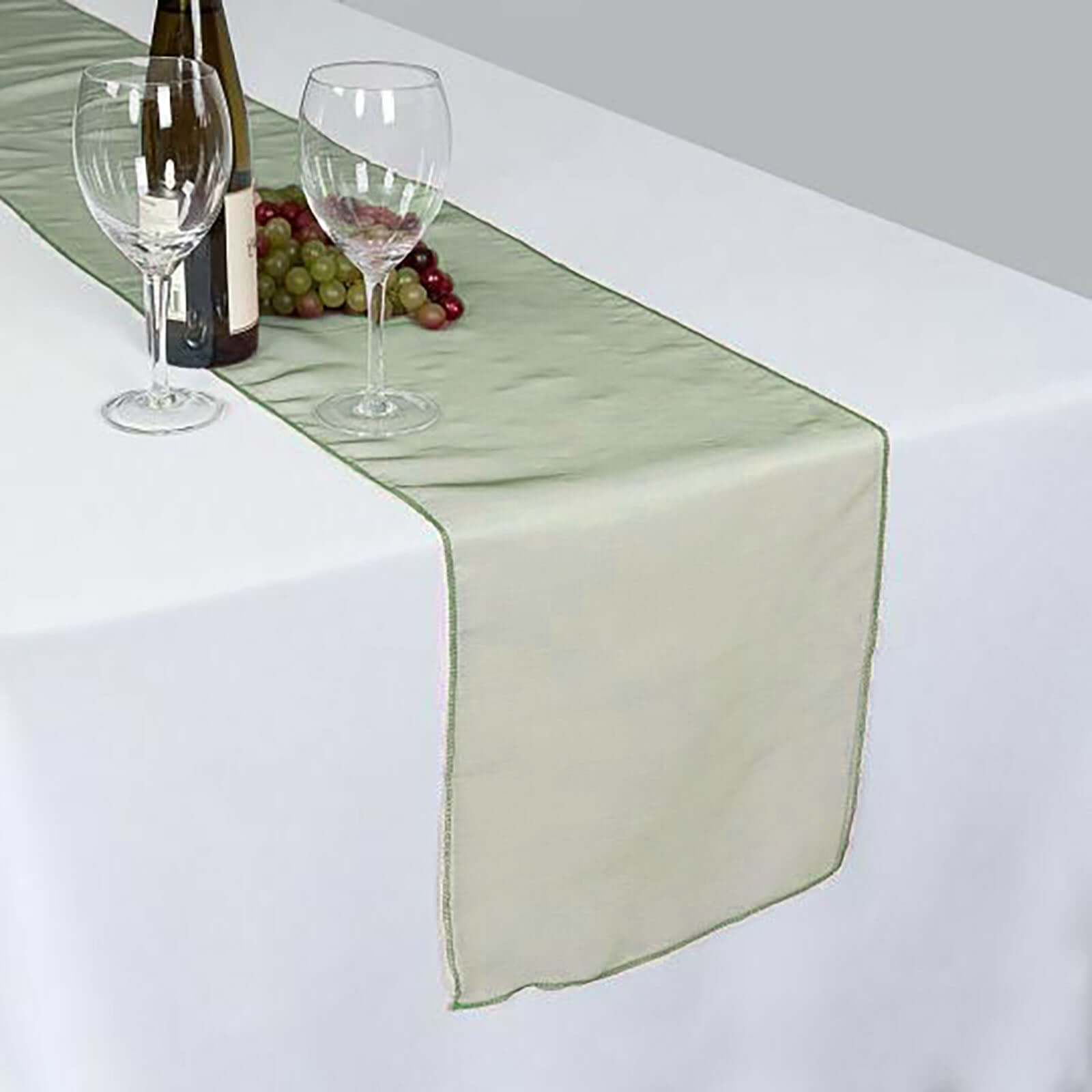 10 Pack Sheer Organza 14"x108" Table Runners Olive Green - Soft and Lightweight Table Accent - NestOCart
