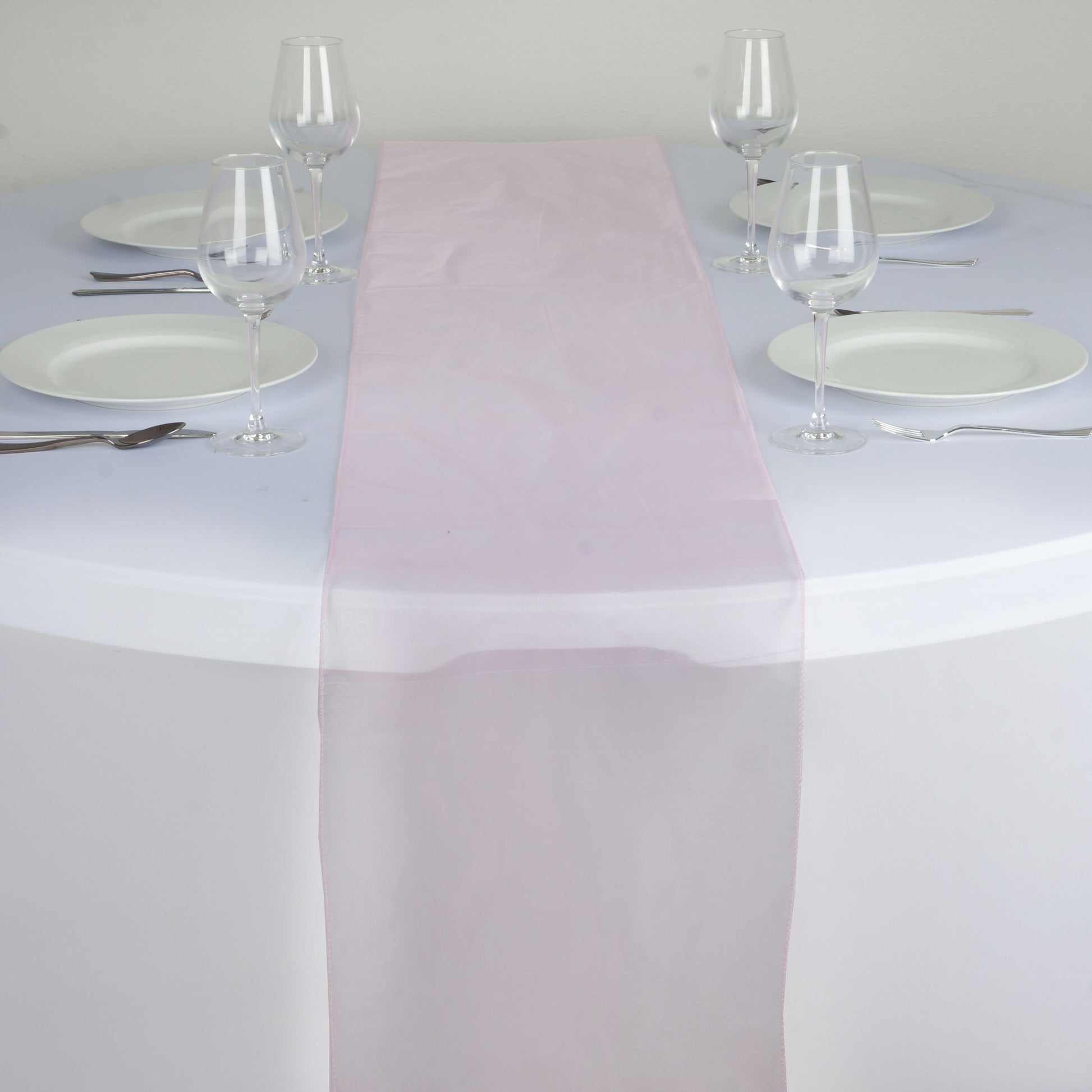 10 Pack Sheer Organza 14"x108" Table Runners Pink - Soft and Lightweight Table Accent - NestOCart