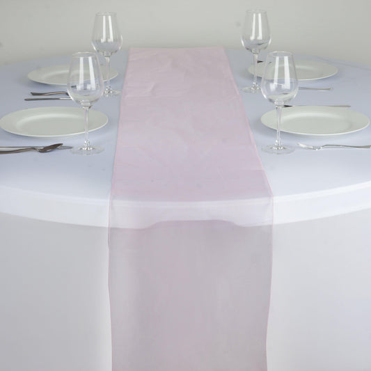 10 Pack Sheer Organza 14"x108" Table Runners Pink - Soft and Lightweight Table Accent - NestOCart