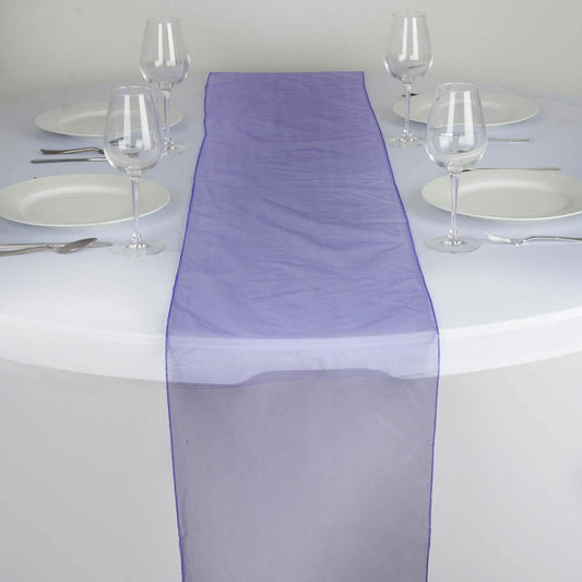 10 Pack Sheer Organza 14"x108" Table Runners Purple - Soft and Lightweight Table Accent - NestOCart