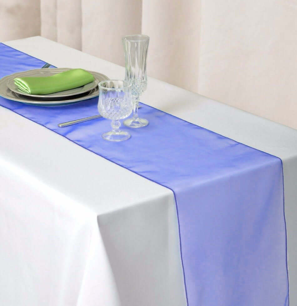 10 Pack Sheer Organza 14"x108" Table Runners Royal Blue - Soft and Lightweight Table Accent - NestOCart