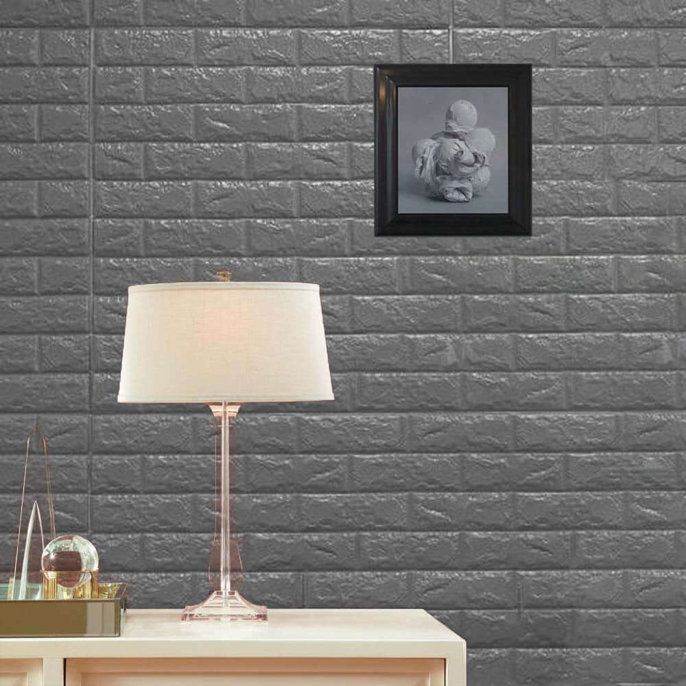 10 Pack Silver foam Brick Peel And Stick 3D Wall Tile Panels - Covers 58sq.ft - Bell Racket Store