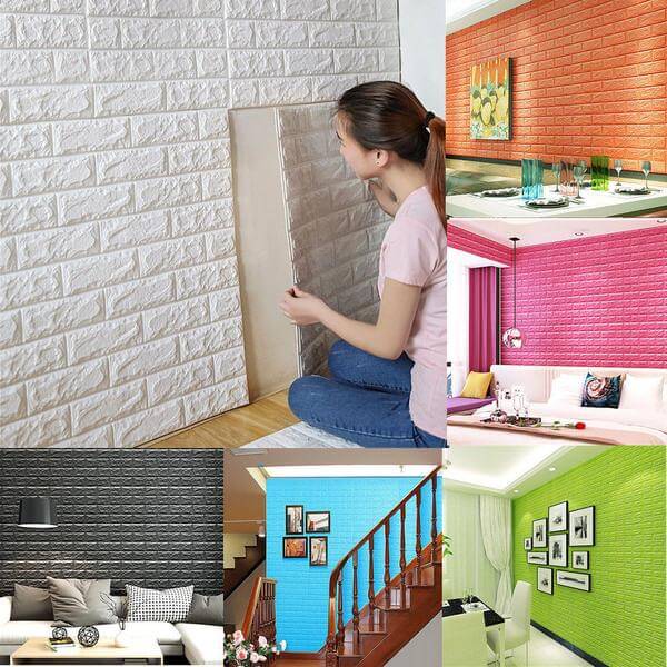 10 Pack Silver foam Brick Peel And Stick 3D Wall Tile Panels - Covers 58sq.ft - Bell Racket Store