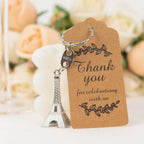 10 Pack Silver Plastic Paris Eiffel Tower Keychain Wedding Favors, 4" Bridal Shower Party Souvenirs With Thank You Tag - Bell Racket Store