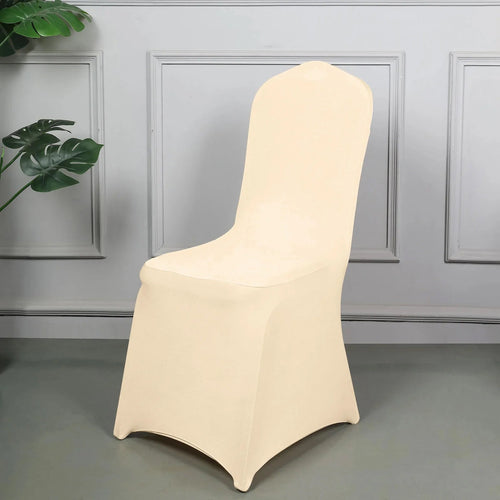 10 Pack Spandex Chair Covers for Banquet Chairs Beige - Durable Reusable Stretch Slip - On Covers - Bell Racket Store