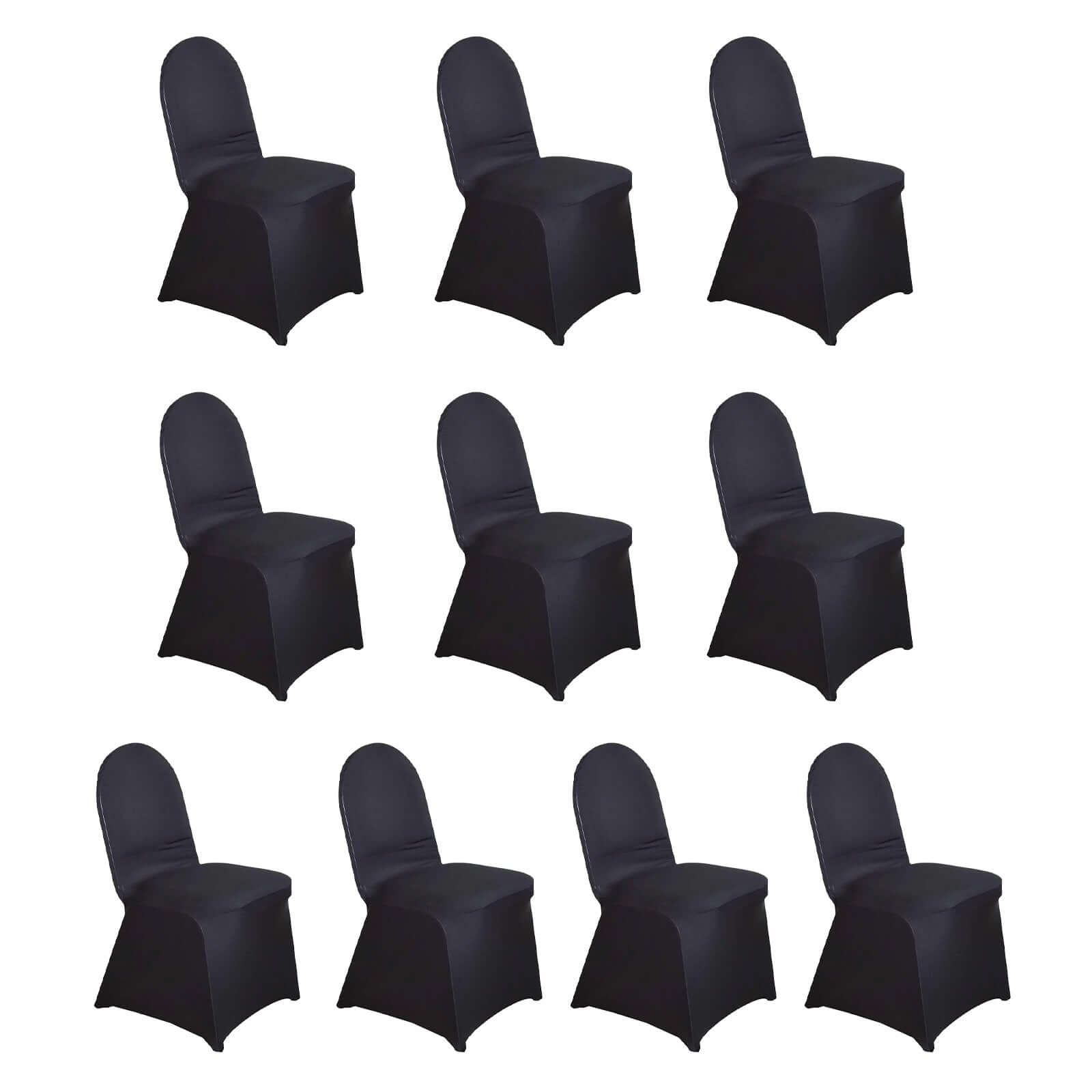 10 Pack Spandex Chair Covers for Banquet Chairs Black - Durable Reusable Stretch Slip - On Covers for Gatherings - Bell Racket Store