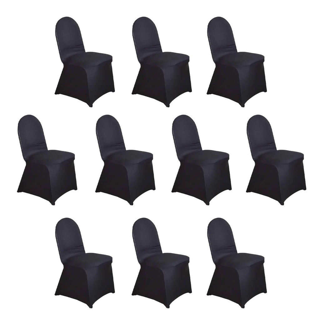 10 Pack Spandex Chair Covers for Banquet Chairs Black - Durable Reusable Stretch Slip - On Covers for Gatherings - Bell Racket Store