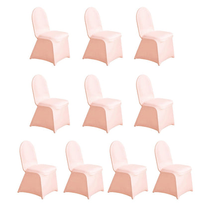 10 Pack Spandex Chair Covers for Banquet Chairs Blush - Durable Reusable Stretch Slip - On Covers - Bell Racket Store