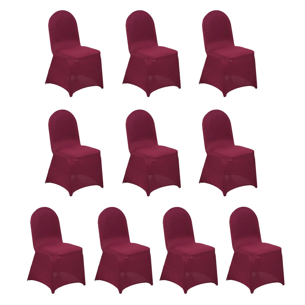 10 Pack Spandex Chair Covers for Banquet Chairs Burgundy - Durable Reusable Stretch Slip - On Covers - Bell Racket Store