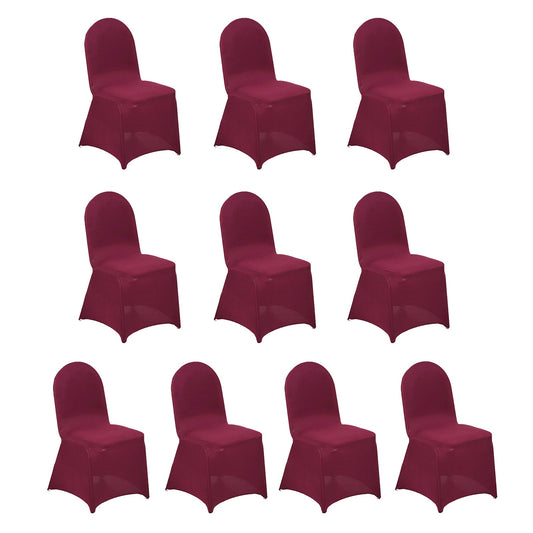 10 Pack Spandex Chair Covers for Banquet Chairs Burgundy - Durable Reusable Stretch Slip - On Covers - Bell Racket Store
