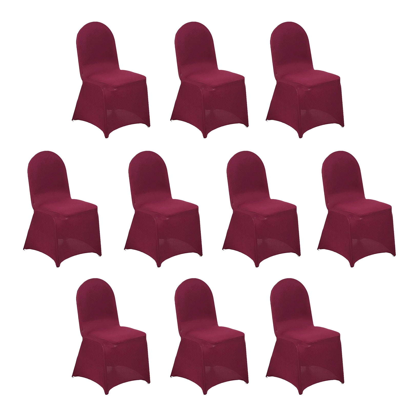 10 Pack Spandex Chair Covers for Banquet Chairs Burgundy - Durable Reusable Stretch Slip - On Covers - Bell Racket Store