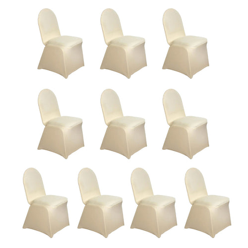 10 Pack Spandex Chair Covers for Banquet Chairs Champagne - Durable Reusable Stretch Slip - On Covers - Bell Racket Store