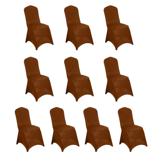 10 Pack Spandex Chair Covers for Banquet Chairs Cinnamon Brown - Durable Reusable Stretch Slip - On Covers - Bell Racket Store