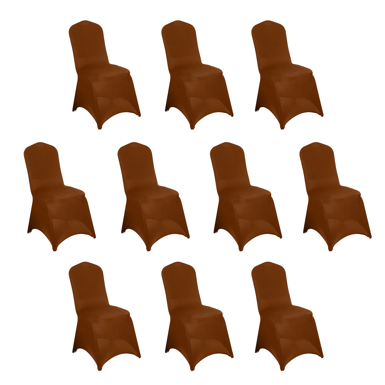 10 Pack Spandex Chair Covers for Banquet Chairs Cinnamon Brown - Durable Reusable Stretch Slip - On Covers - Bell Racket Store