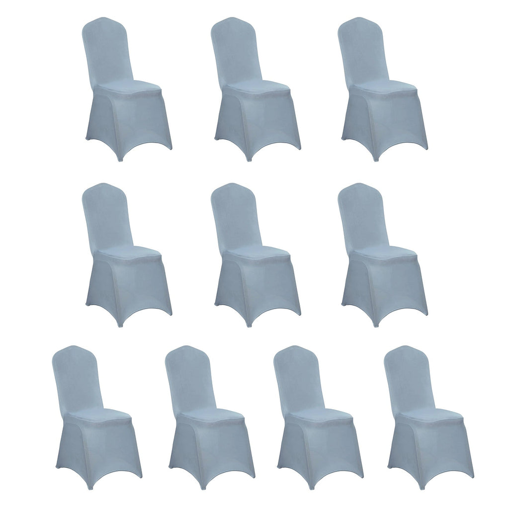 10 Pack Spandex Chair Covers for Banquet Chairs Dusty Blue - Durable Reusable Stretch Slip - On Covers - Bell Racket Store