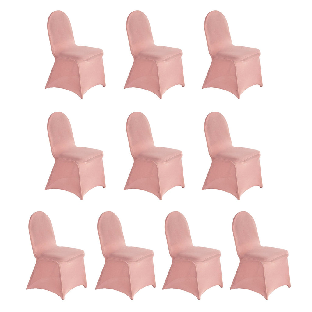 10 Pack Spandex Chair Covers for Banquet Chairs Dusty Rose - Durable Reusable Stretch Slip - On Covers - Bell Racket Store
