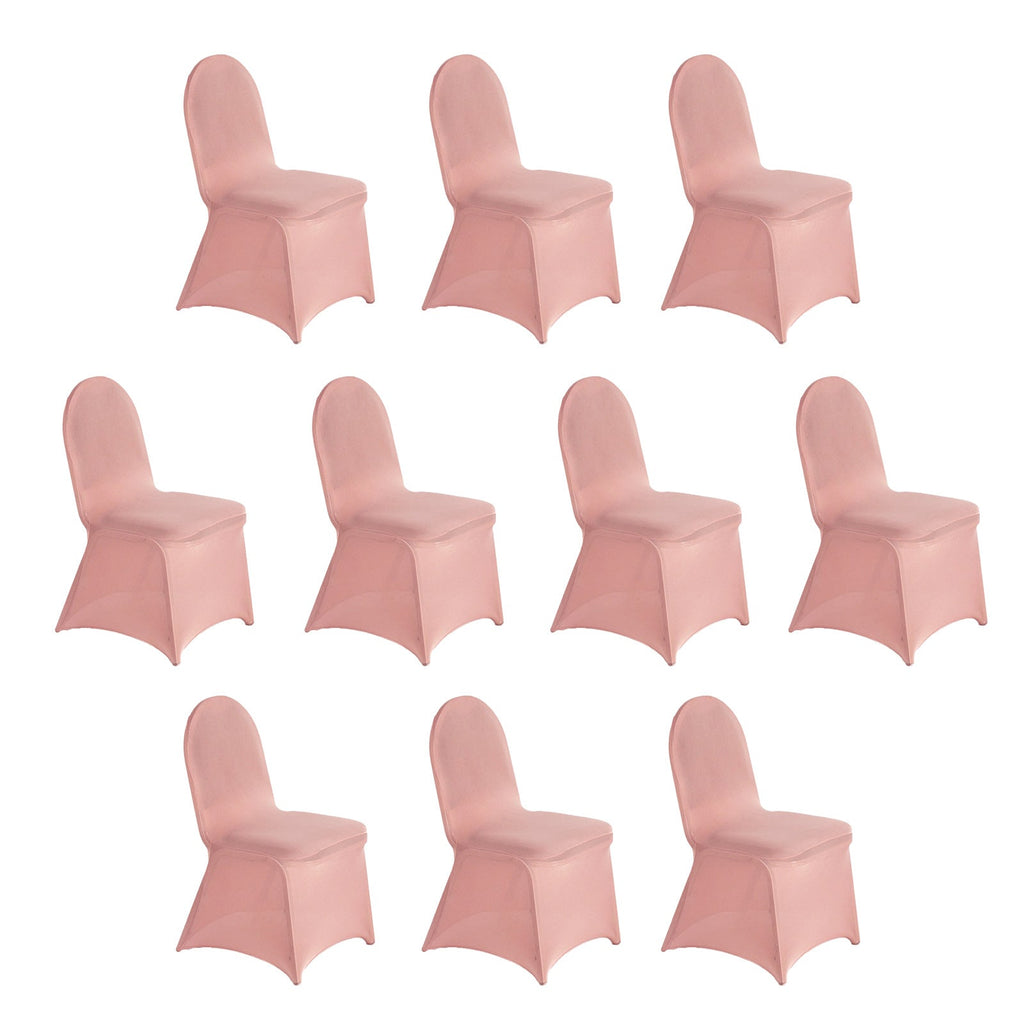 10 Pack Spandex Chair Covers for Banquet Chairs Dusty Rose - Durable Reusable Stretch Slip - On Covers - Bell Racket Store