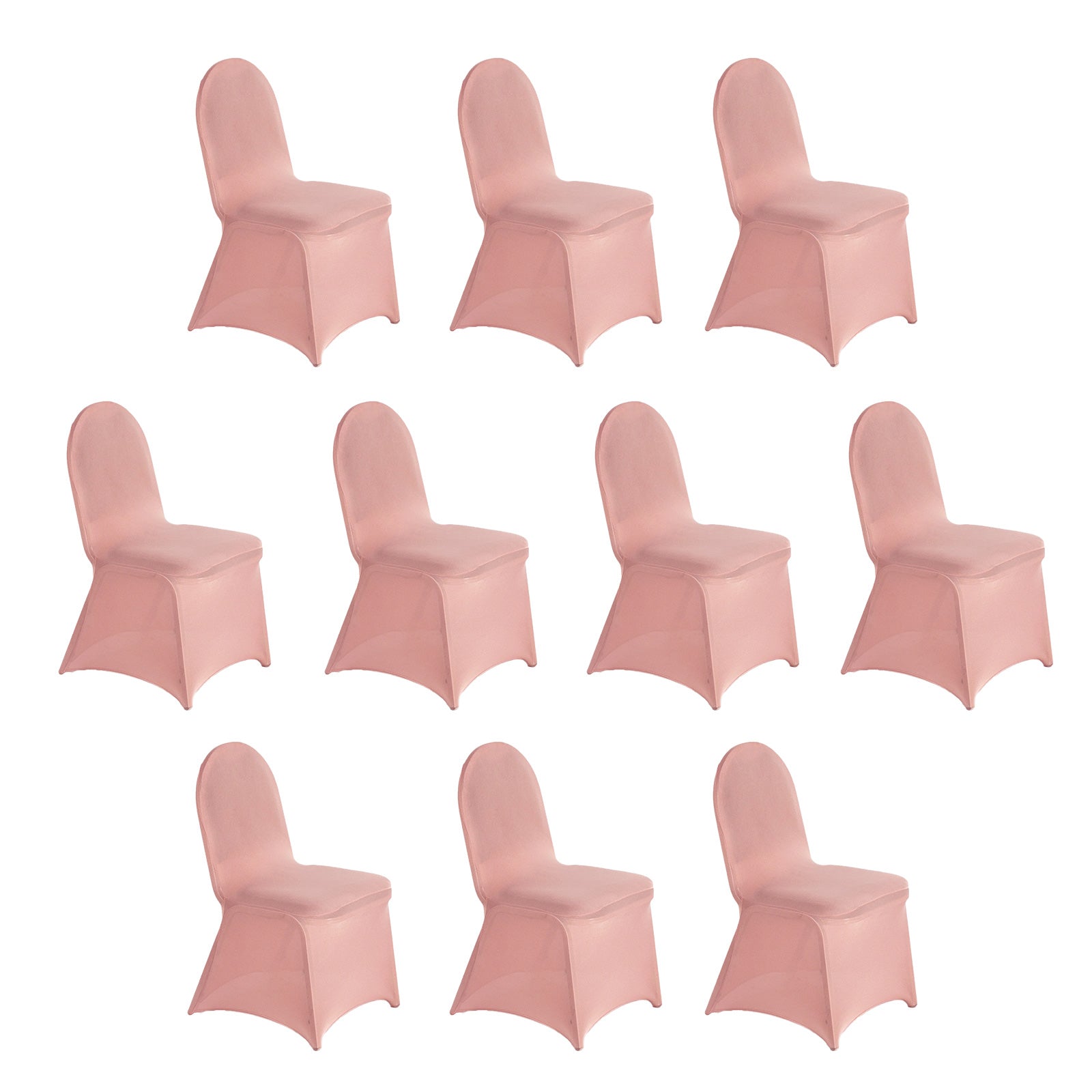10 Pack Spandex Chair Covers for Banquet Chairs Dusty Rose - Durable Reusable Stretch Slip - On Covers - Bell Racket Store
