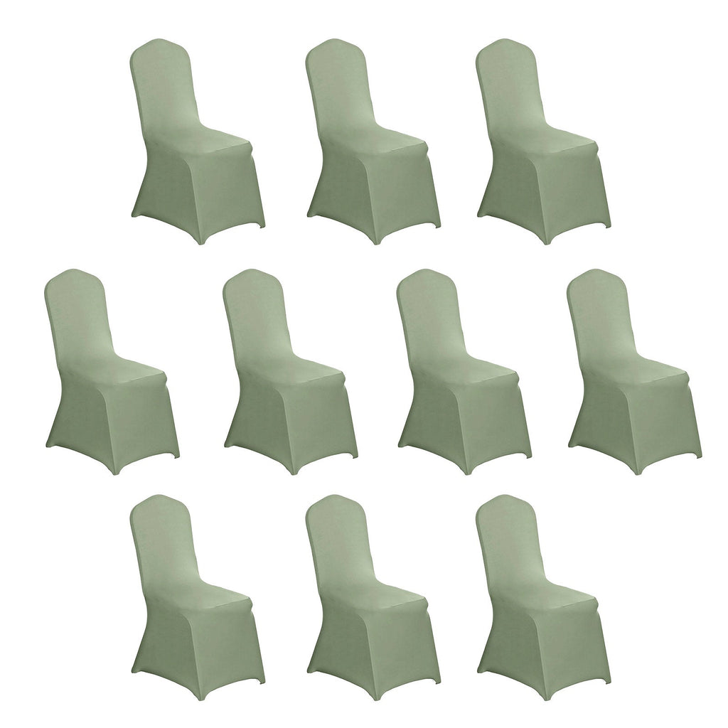10 Pack Spandex Chair Covers for Banquet Chairs Dusty Sage Green - Durable Reusable Stretch Slip - On Covers - Bell Racket Store